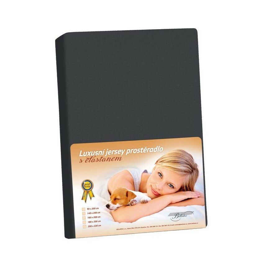 Bellatex Jersey prestieradlo s elastanom čierna, 160 x 200 cm