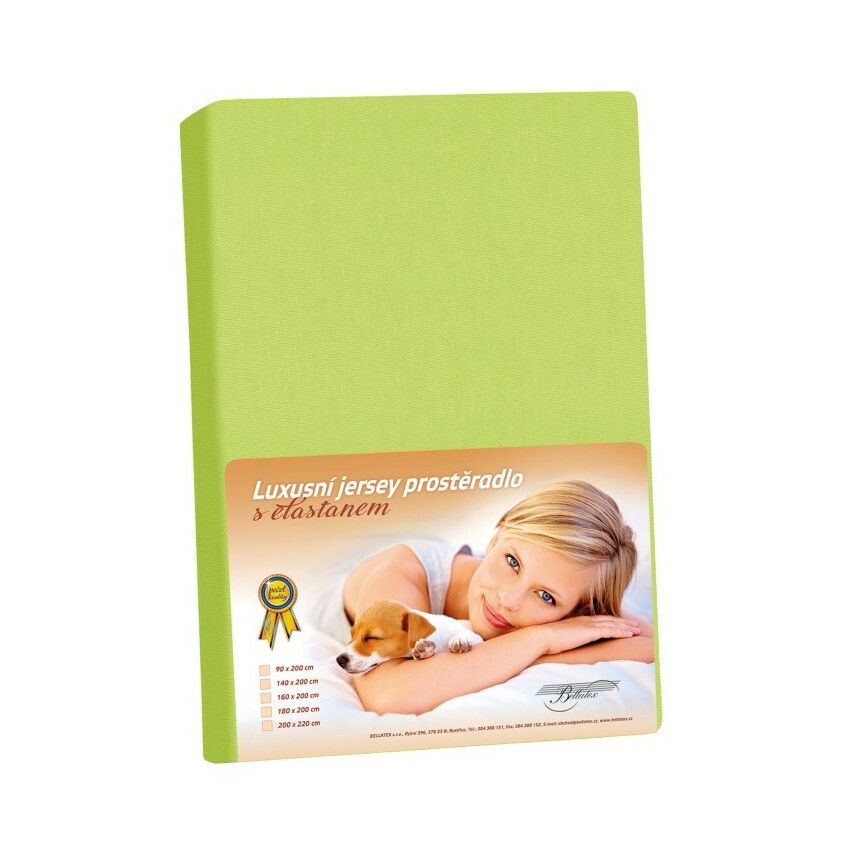 Bellatex Jersey prestieradlo s elastanom jarná zelená, 160 x 200 cm