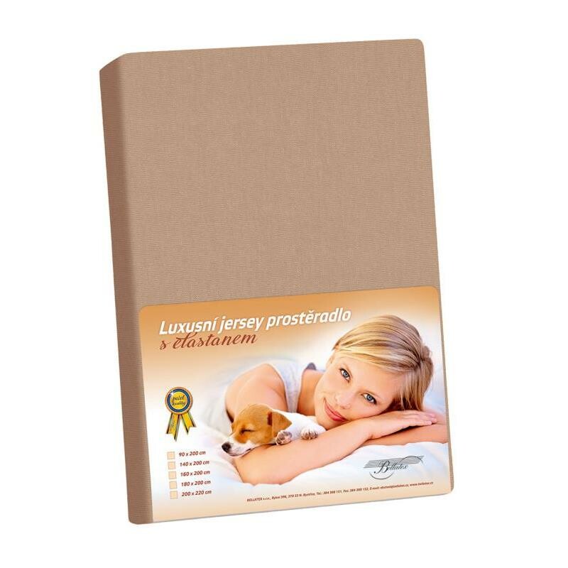 Bellatex Jersey prestieradlo s elastanom kávová, 90 x 200 cm