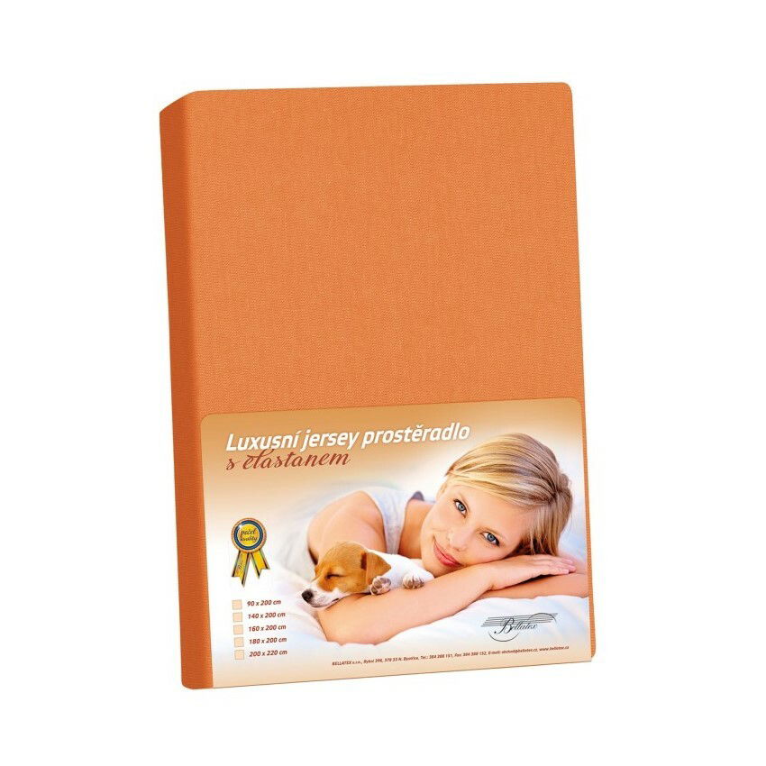 Bellatex Jersey prestieradlo s elastanom mandarínková, 160 x 200 cm