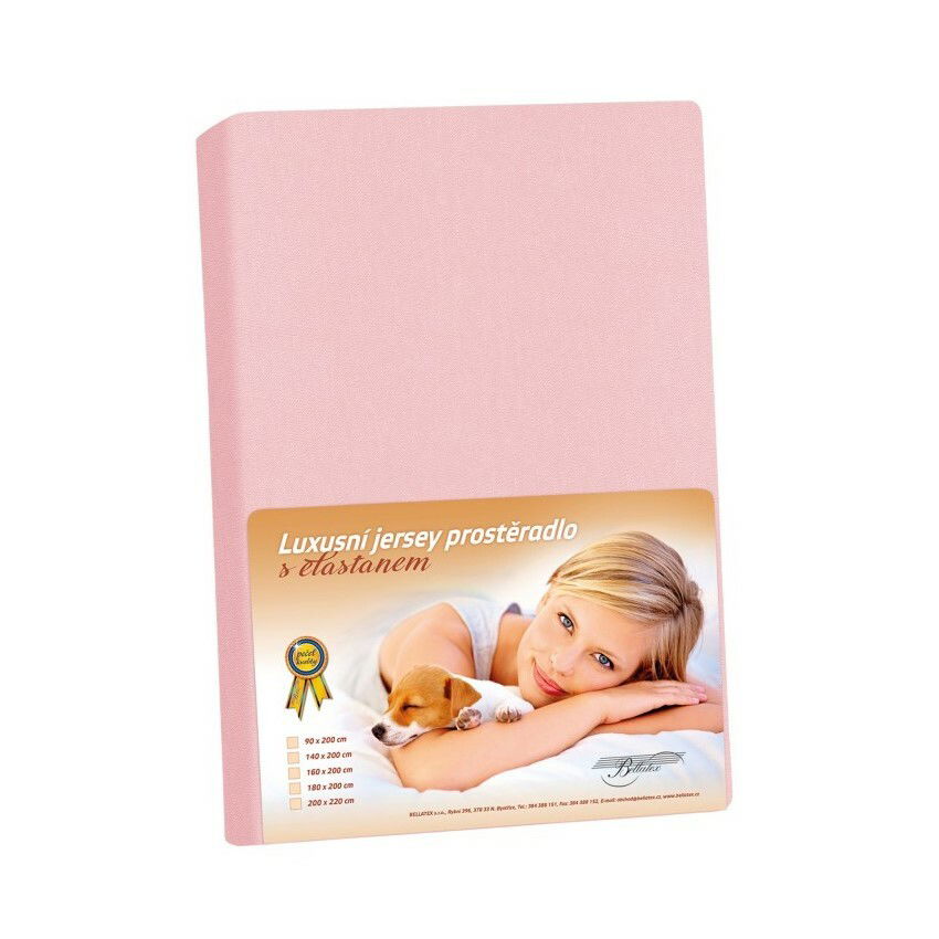Bellatex Jersey prestieradlo s elastanom ružová, 140 x 200 cm