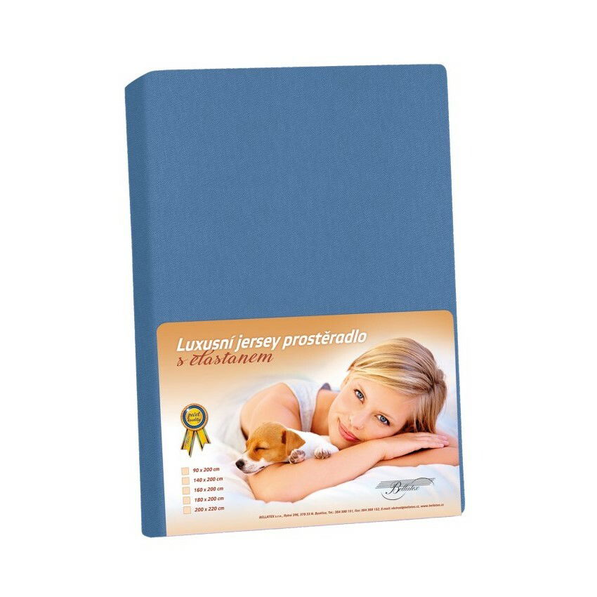 Bellatex Jersey prestieradlo s elastanom tmavomodrá, 140 x 200 cm