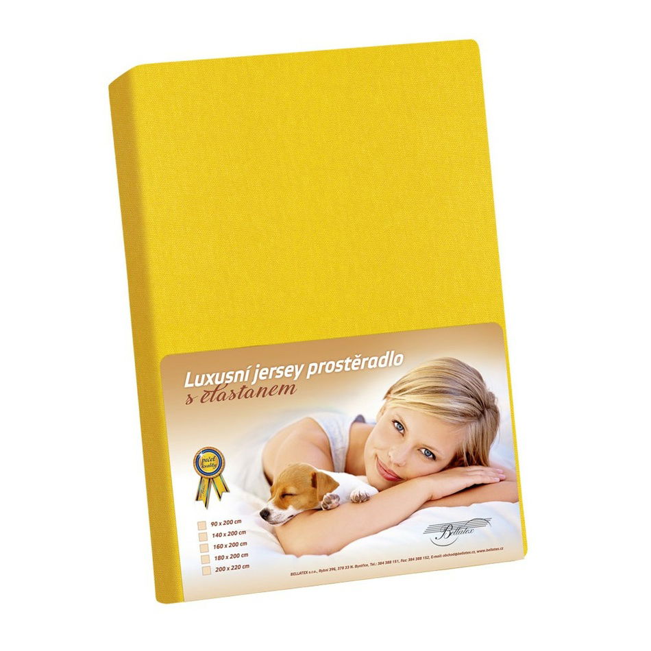 Bellatex Jersey prestieradlo s elastanom žltá, 180 x 200 cm