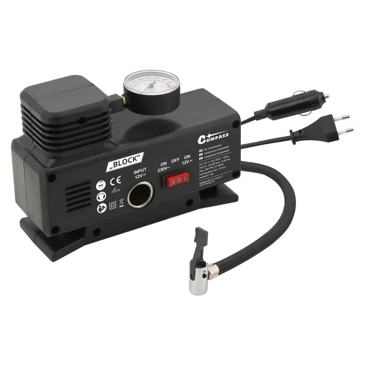 Compass Kompresor Block TÜV / GS, 12 / 230 V