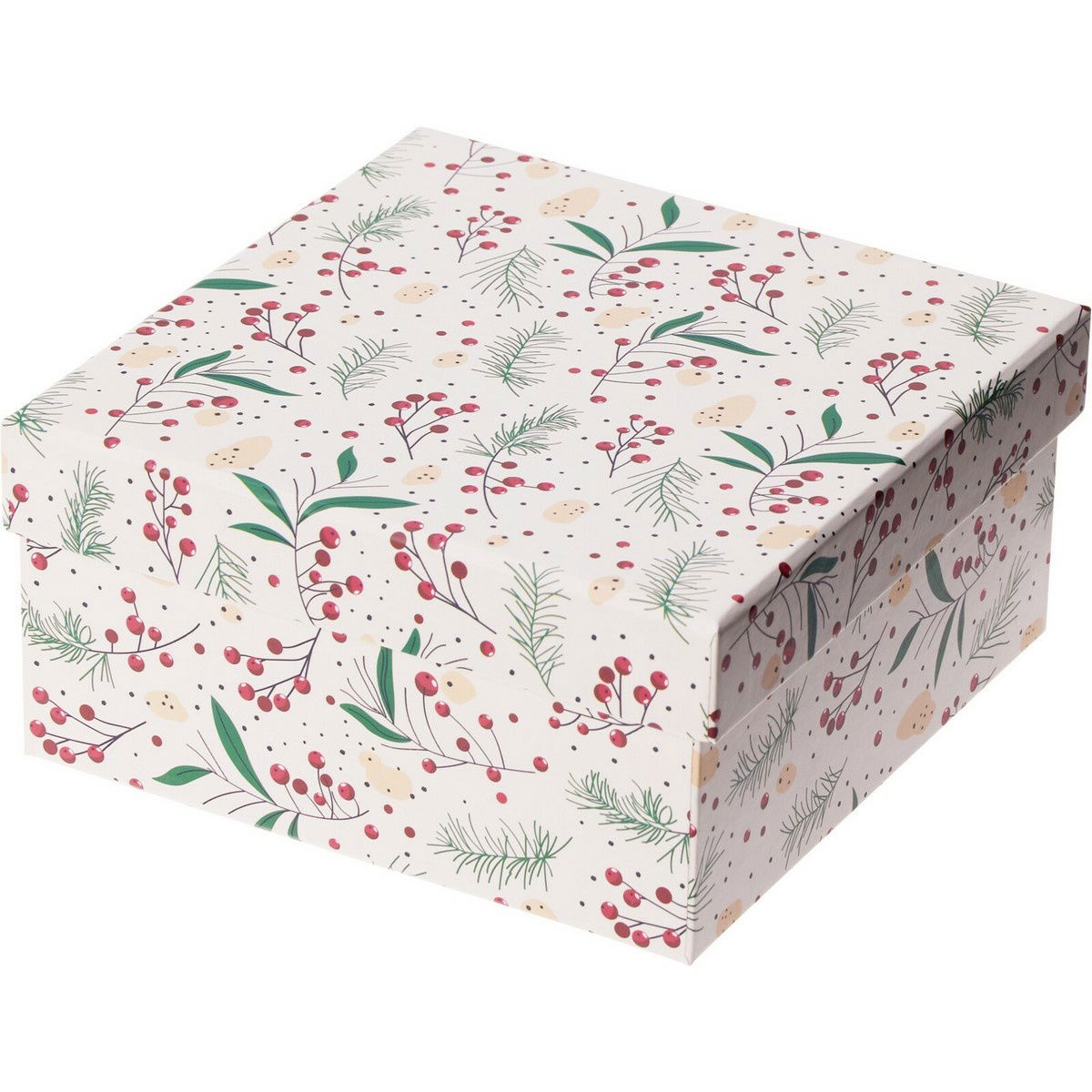 Darčekový vianočný box, biela, 14,5x7x14,5 cm
