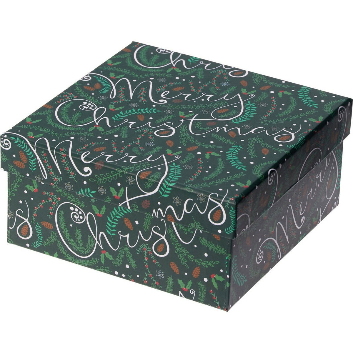 Darčekový vianočný box, zelená, 14,5x7x14,5 cm