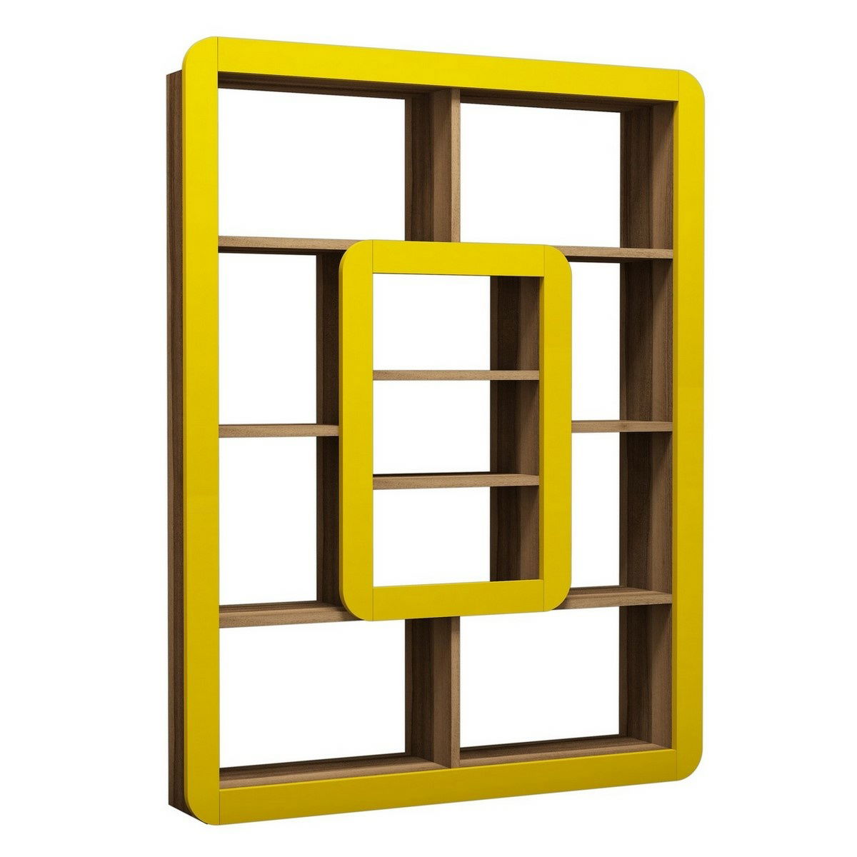 Knižnica Orkide Yellow and Walnut