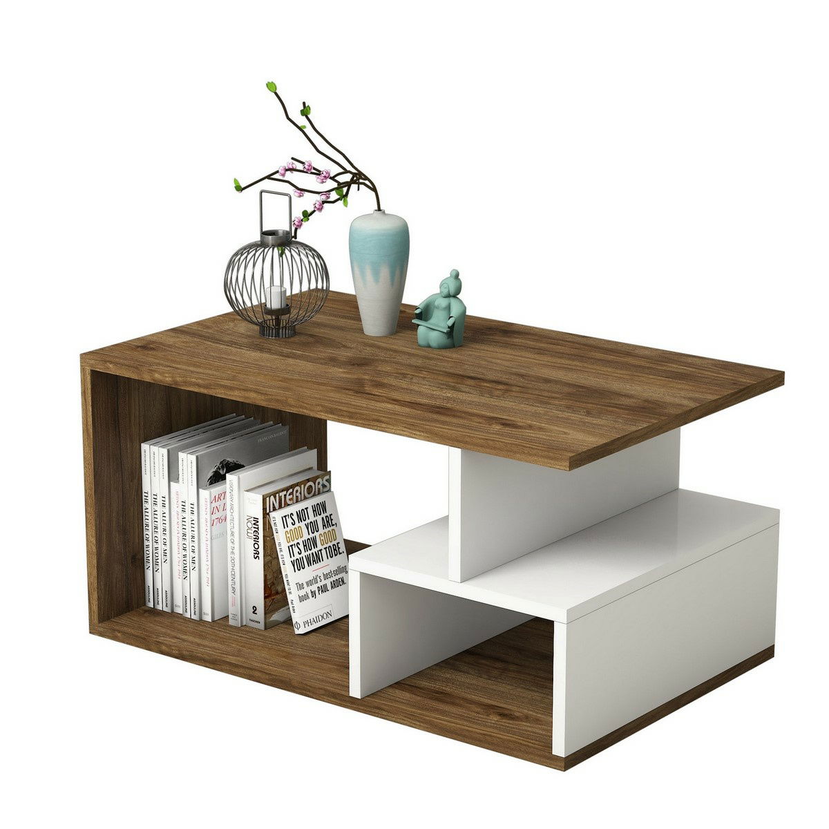 Konferenčný stolík Arte White and Dark Walnut