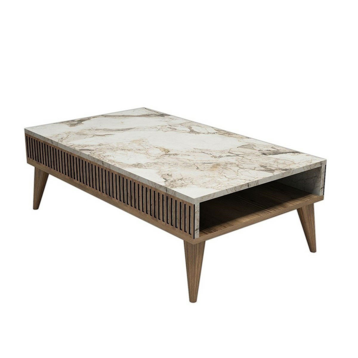 Konferenčný stolík Mila White Marble and Walnut