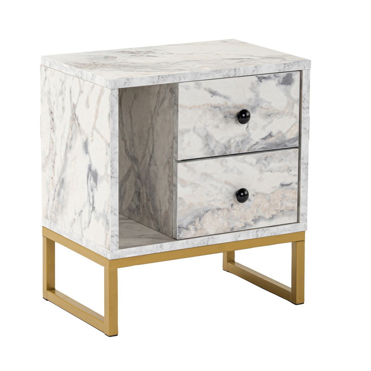 Nočný stolík Glimmer Fressia Marble Gold