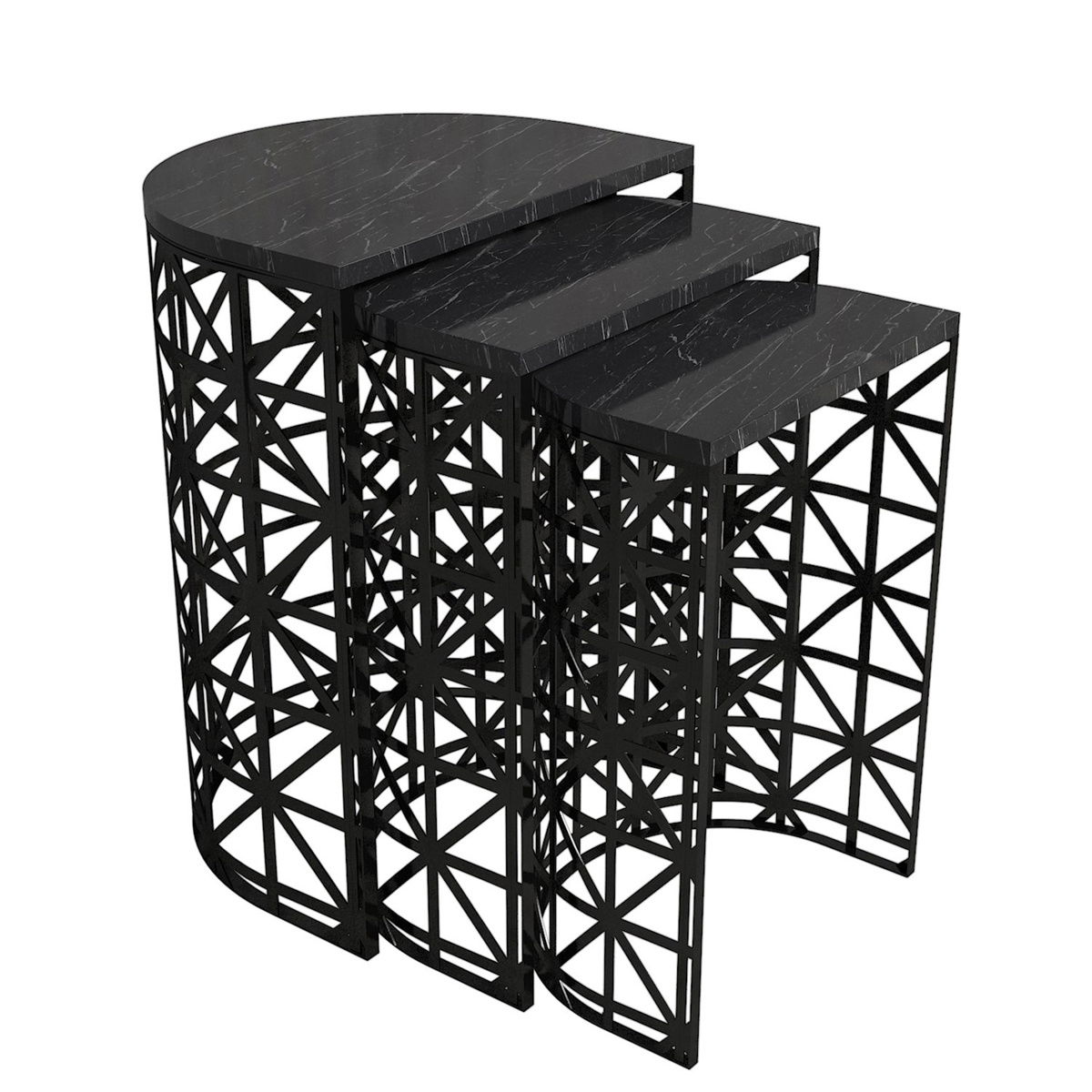 Odkladací stolík Stil Black Marble, 3 ks