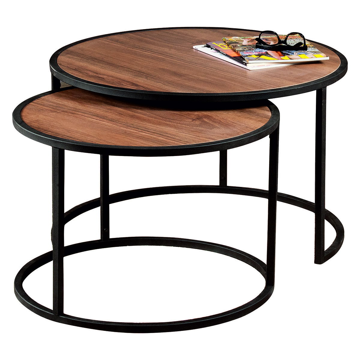Odkladací stolík Tambur Walnut, 2 ks