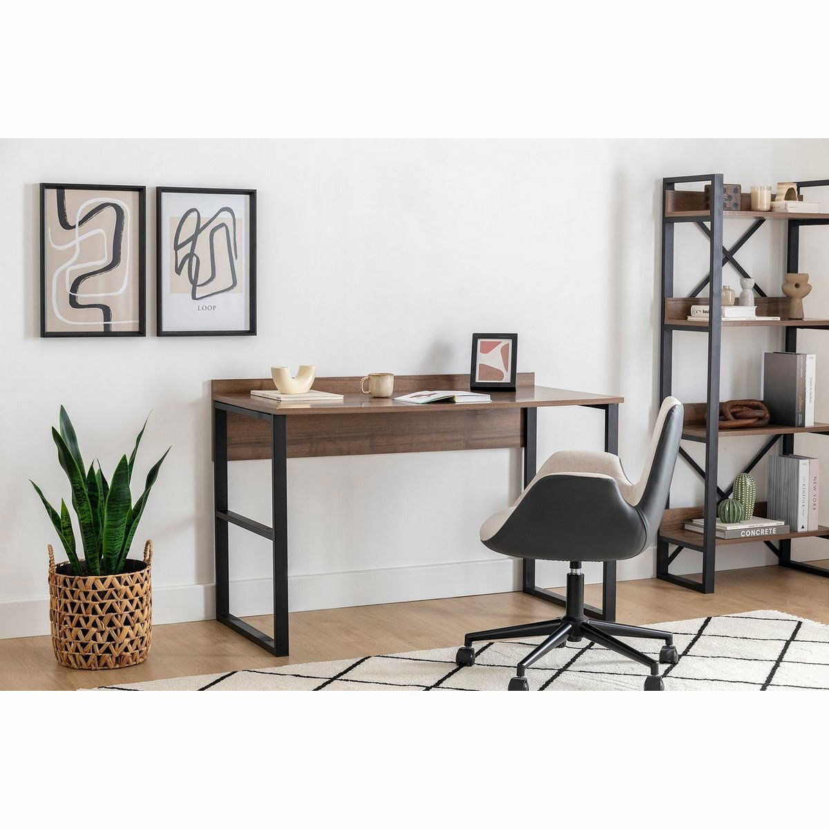 Pracovný stôl Rana Walnut and Black