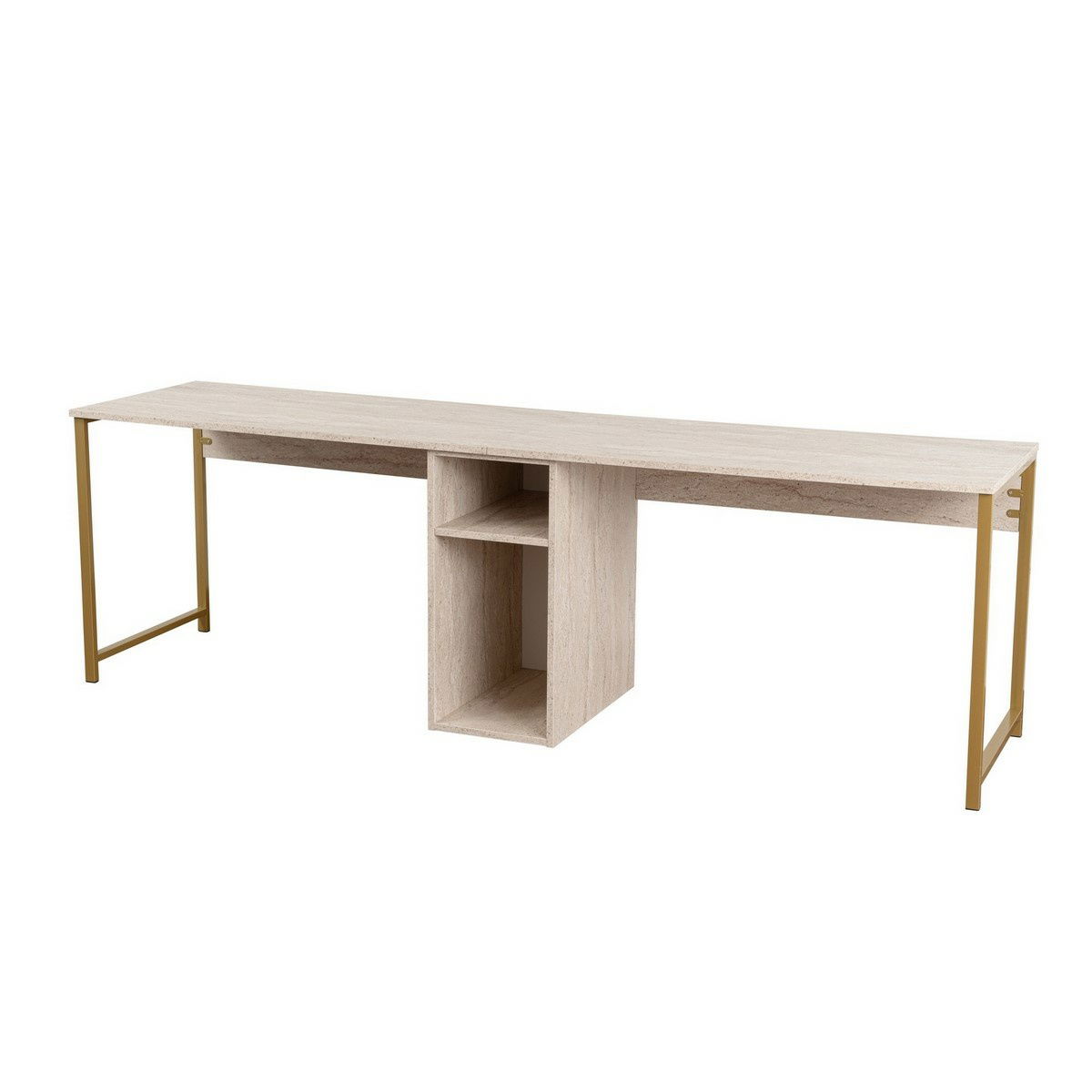 Pracovný stôl Twin Travertine and Gold