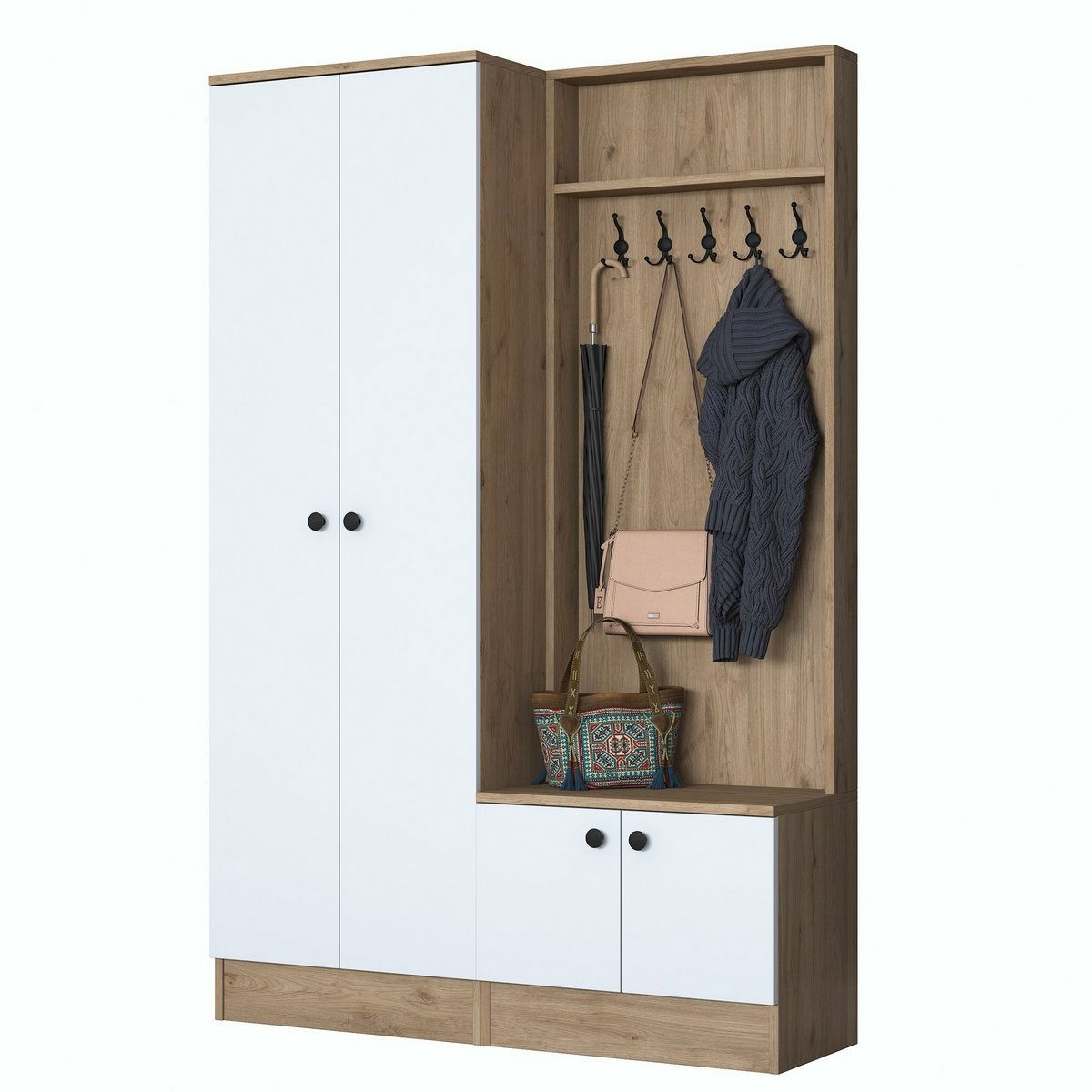 Predsieňová zostava Pone White and Walnut II