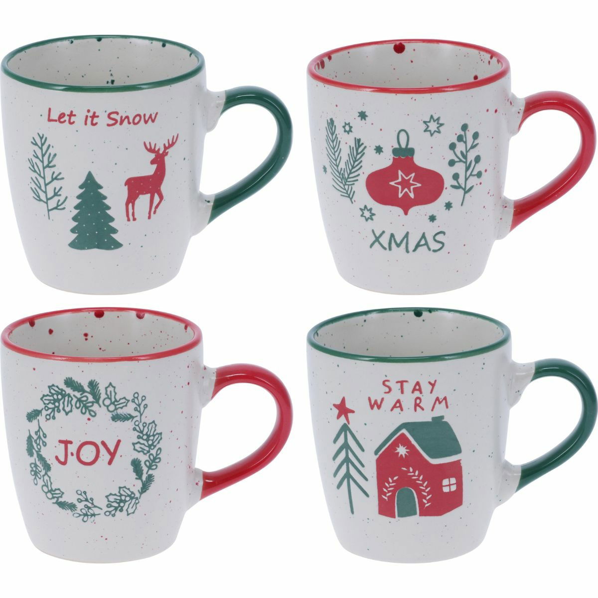 Súprava 4 kameninových hrnčekov Let It Snow 200 ml