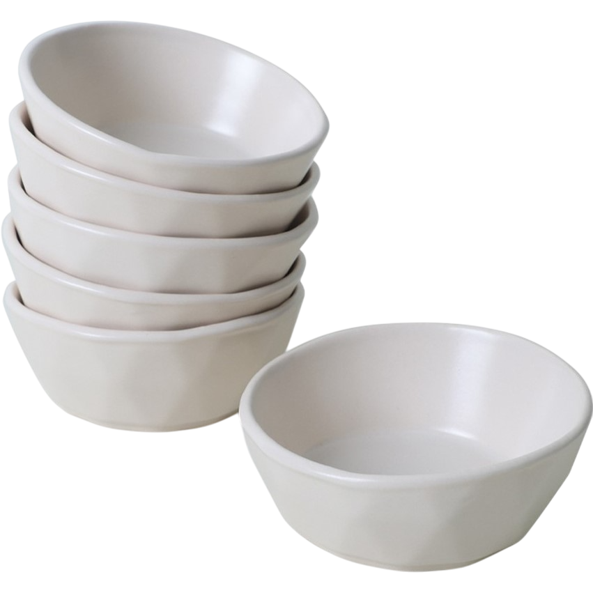 Súprava 6 kameninových misiek Facetta 12 cm, krémová