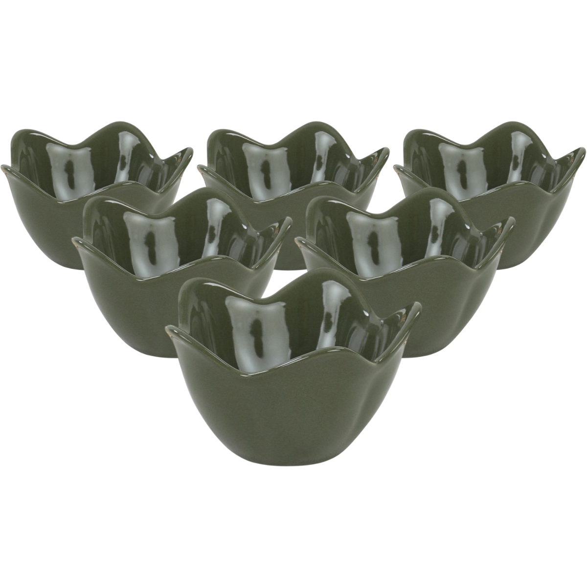 Súprava 6 keramických misiek Lotus 11,8 cm, zelená