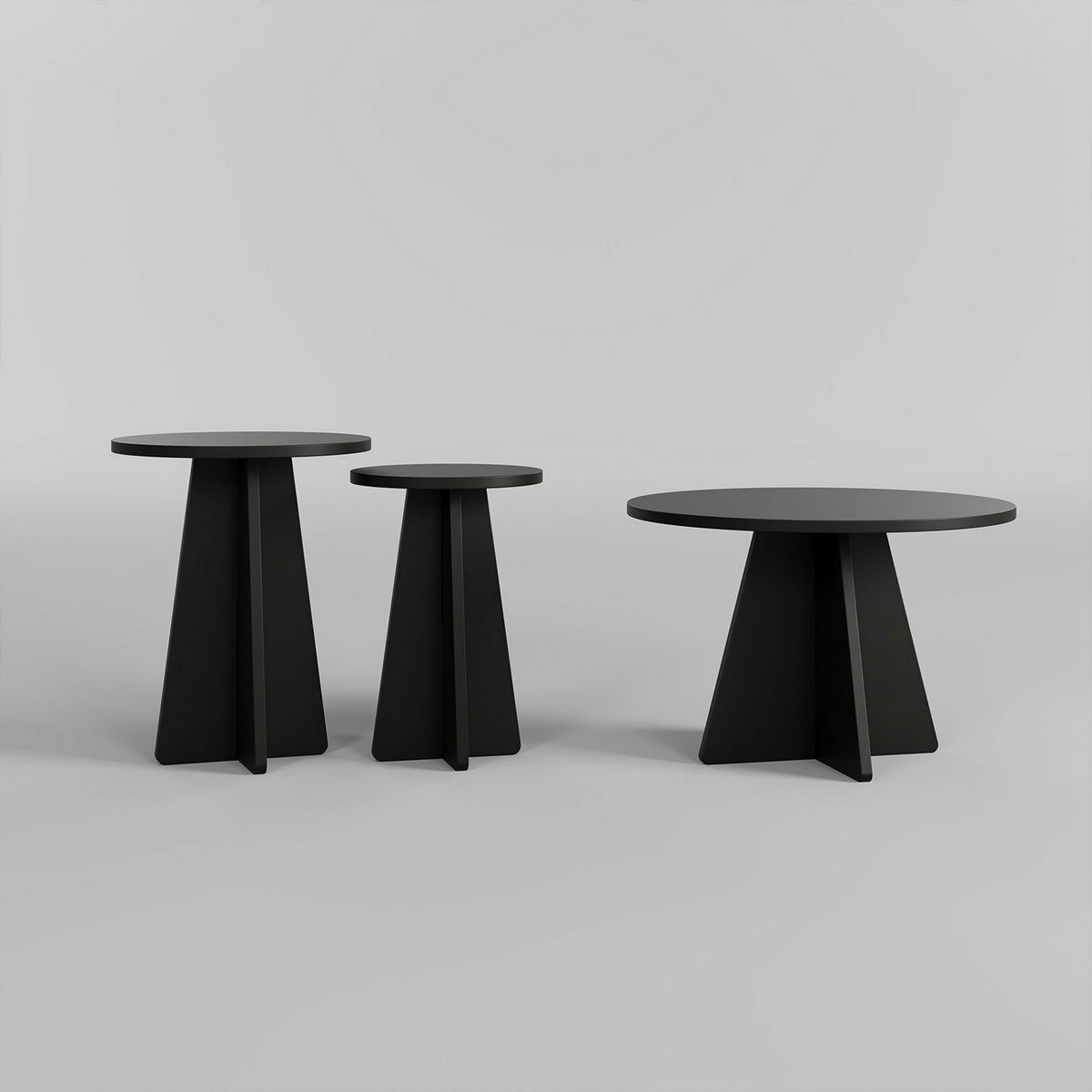 Súprava konferenčných stolíkov Mushroom Black, 3 ks