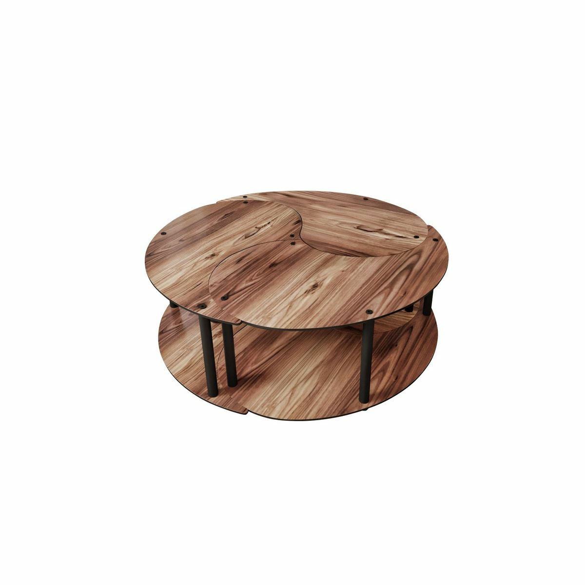 Súprava konferenčných stolíkov Yin Yang Walnut, 3 ks