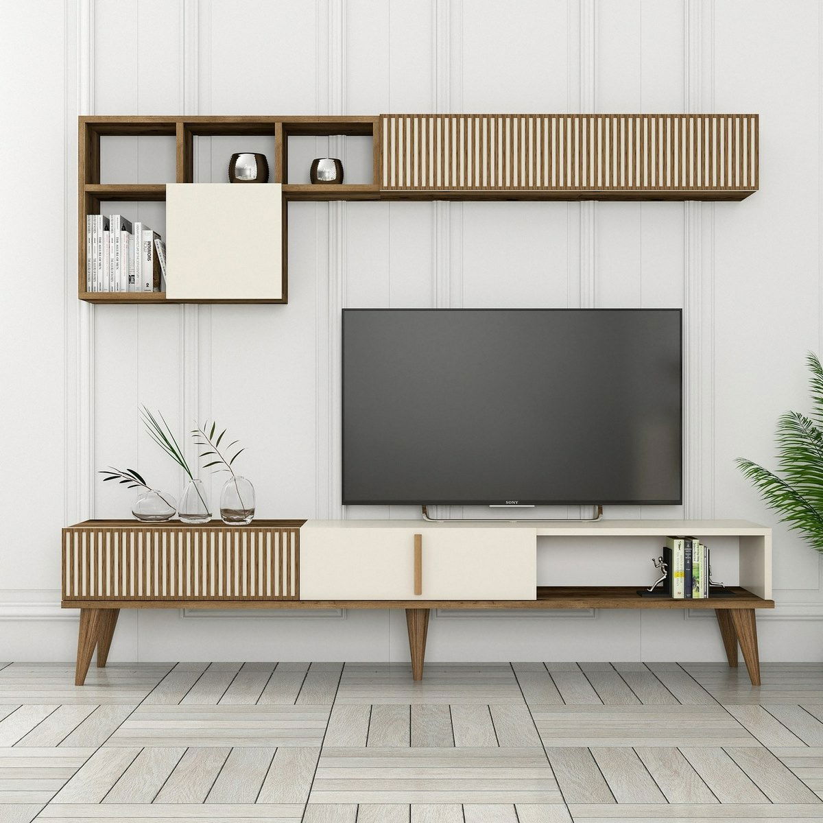 Televízna stena Milen Walnut and Cream