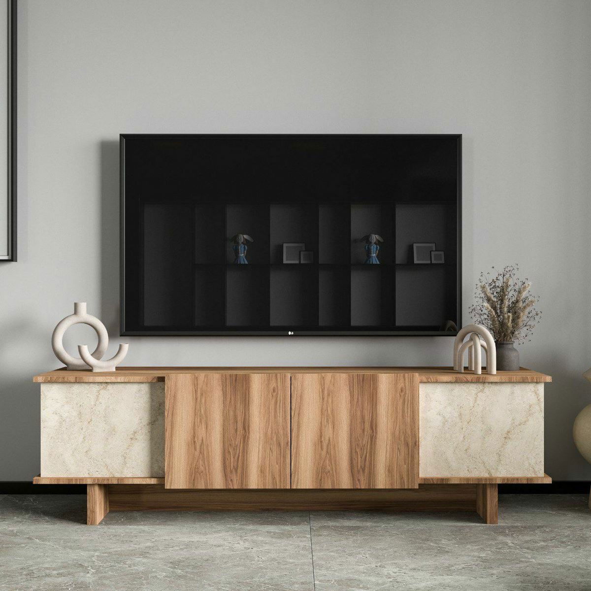 Televízny stolík Diana Travertine and Walnut