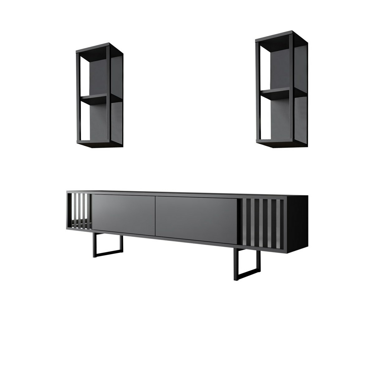 Televízny stolík s policami Chrome Anthracite and Black