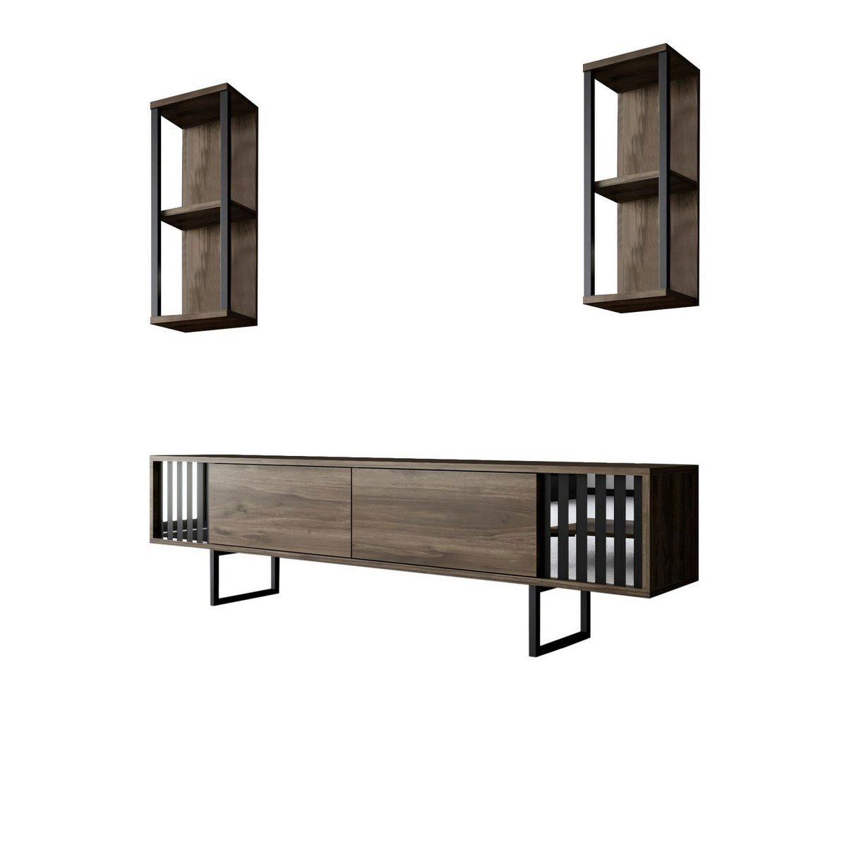 Televízny stolík s policami Chrome Walnut and Black
