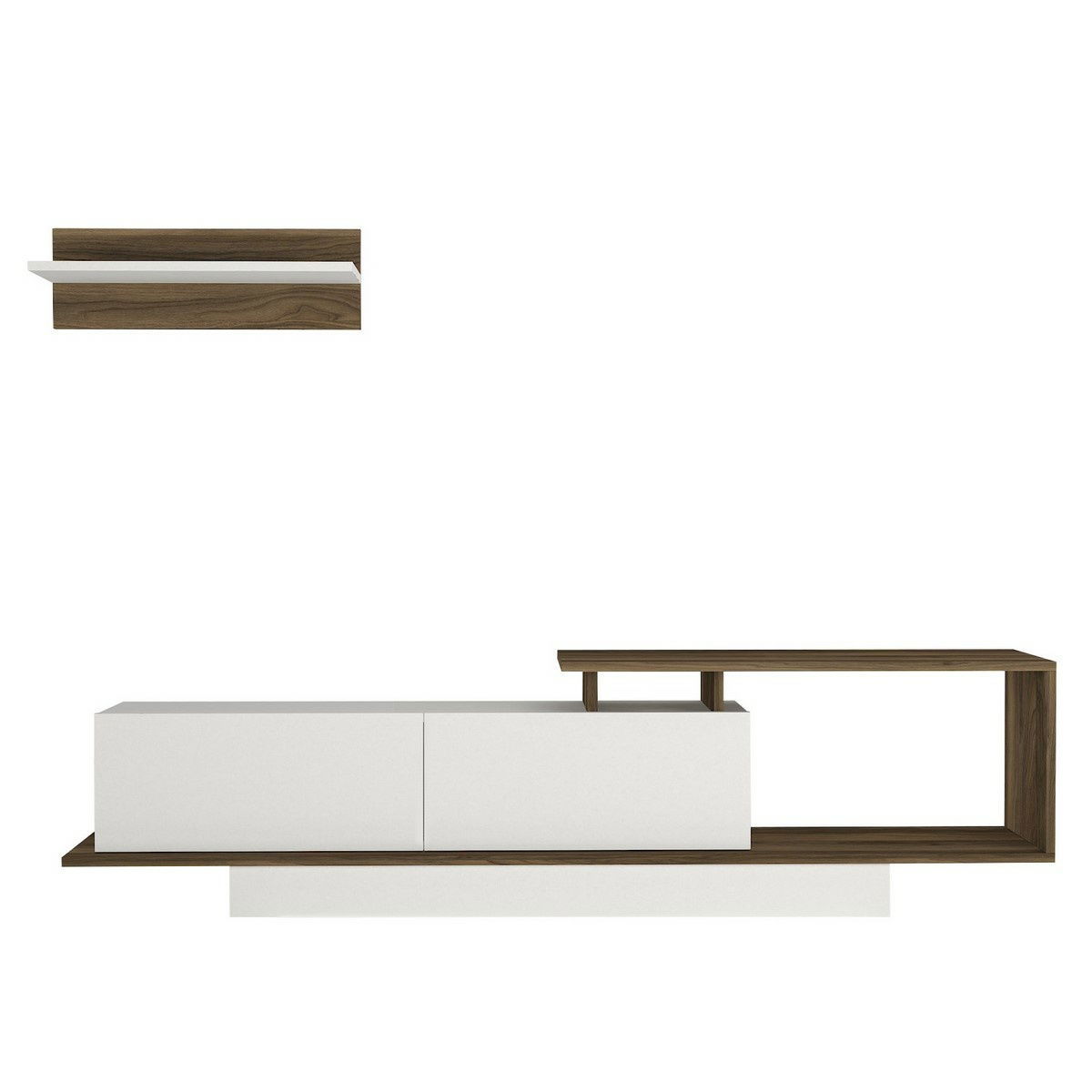Televízny stolík s policou Asos White and Walnut