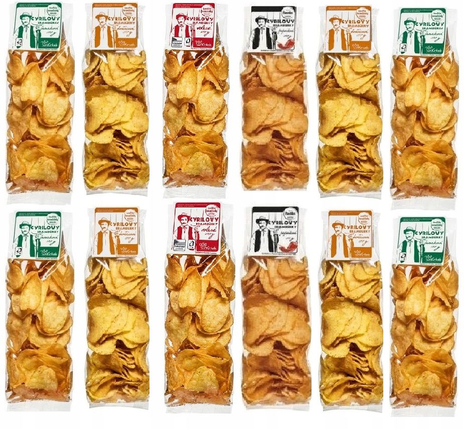 12x Cyrilovy Bramburky české chipsy 100 g sada mix