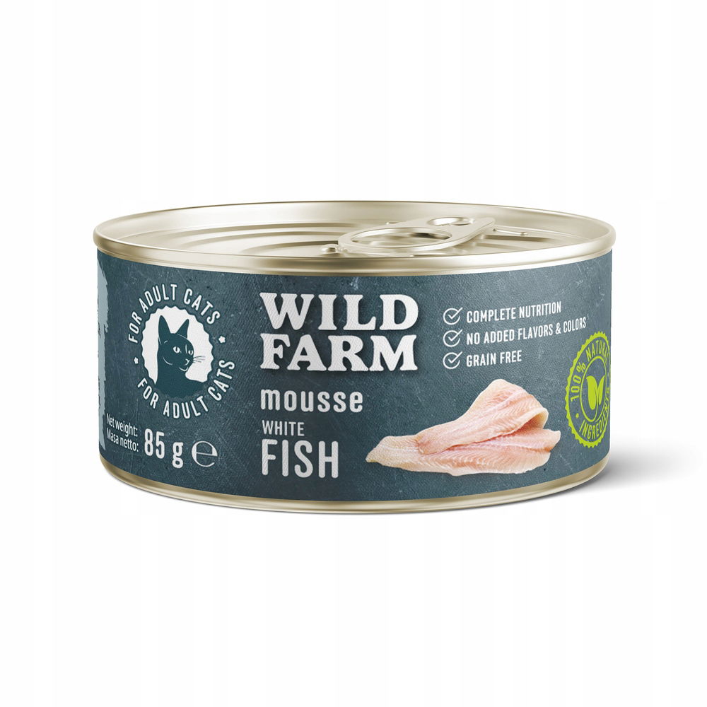 13X Wild Farm Mousse White Fish 85g bezobilná pena pre mačky