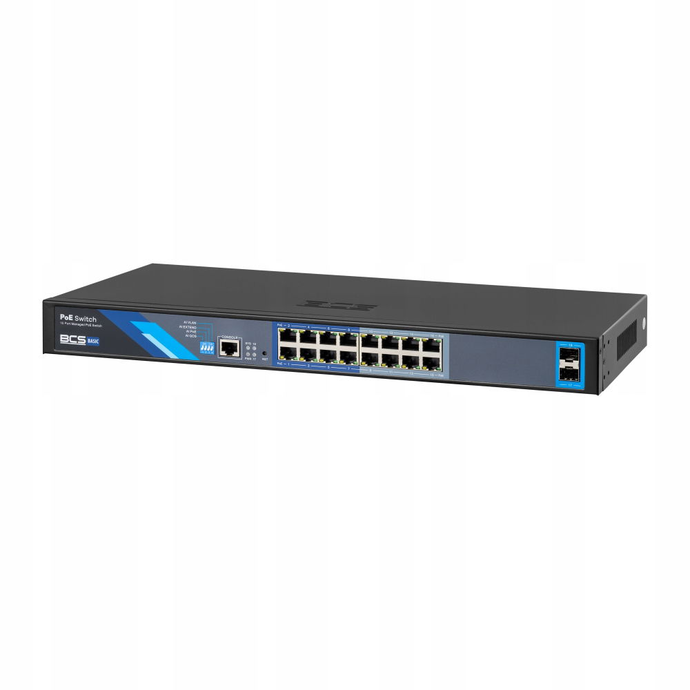 16-portový prepínač PoE BCS-B-SP16G-2SFP-M