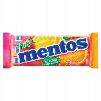 1x 114 g Mentos Friut ovocné cukríky 3-balenie
