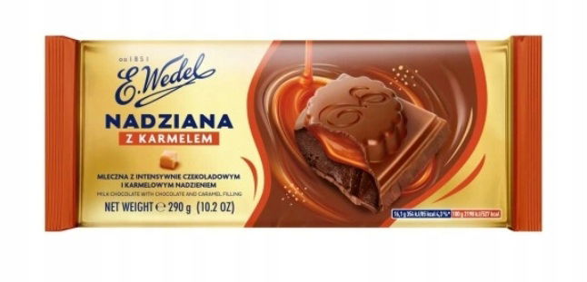 1x 290 g E. Wedel mliečna plstená čokoláda s karamelovou náplňou