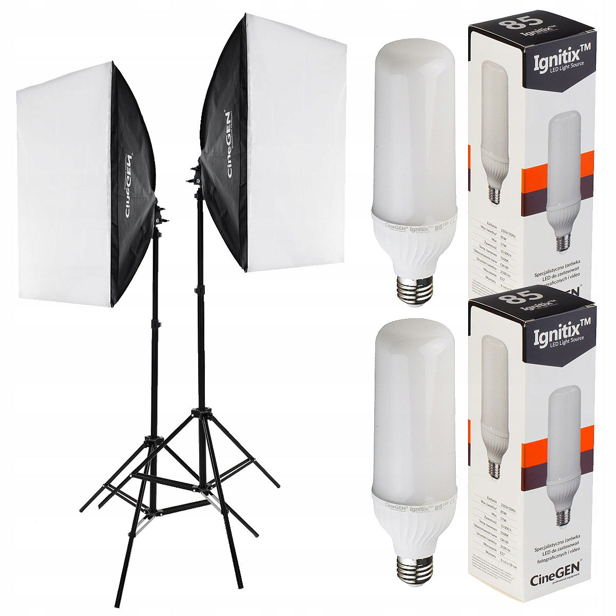 2 Fotografické Lampy Softbox 40X60cm 85W Led Statívy