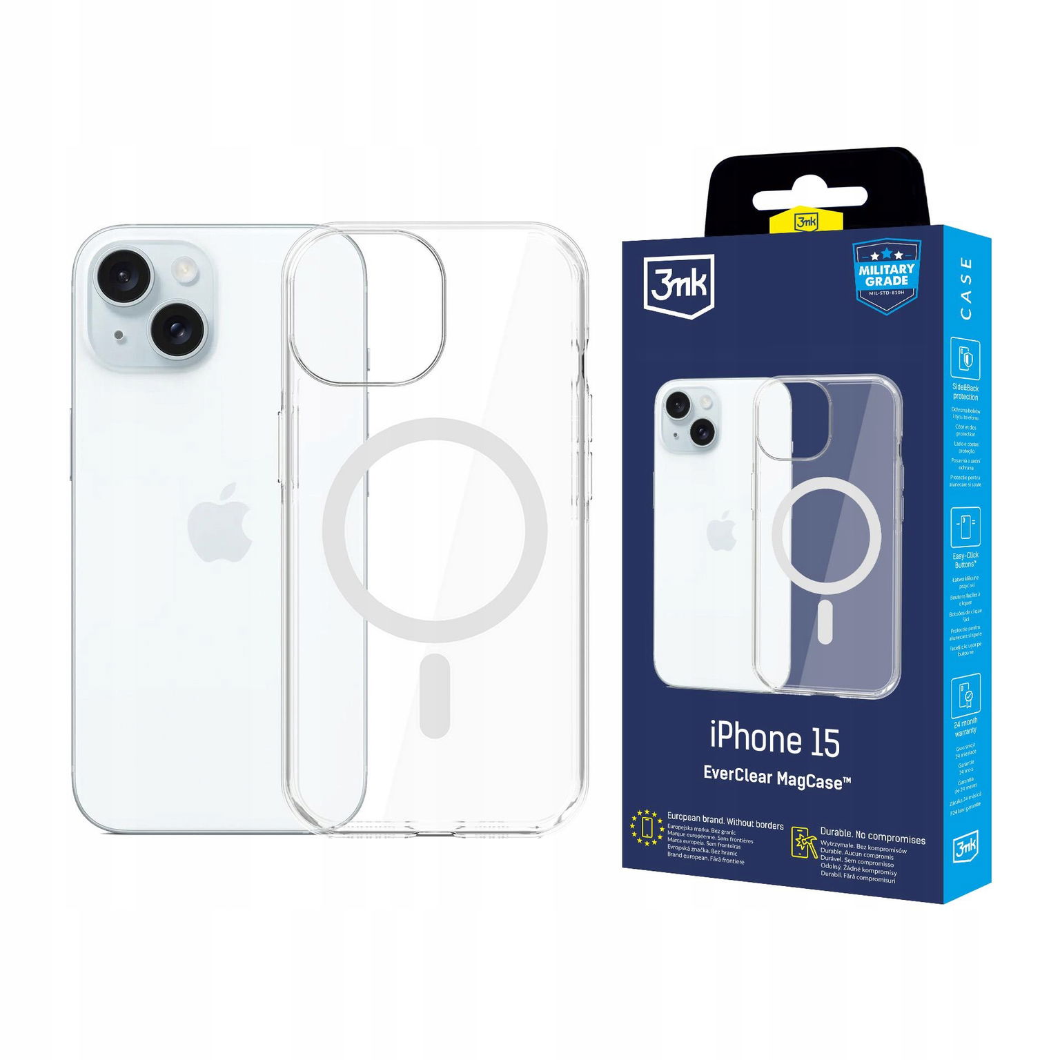 2 x 3MK EverClear MagCase pre Apple iPhone 15