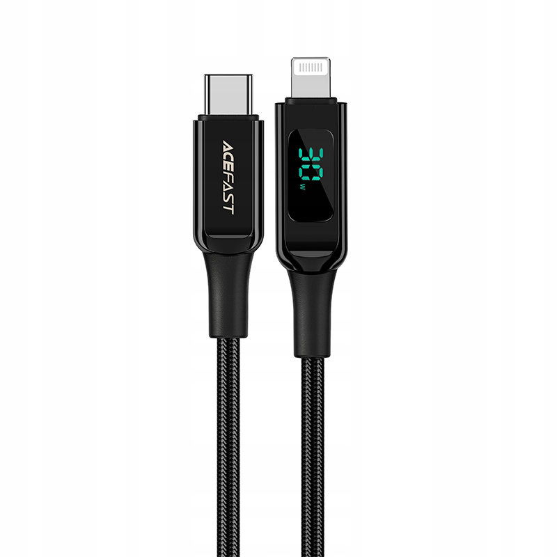 2 x Acefast kábel Mfi Usb typu C Lightning 1,2 m, 30 W, 3A čierny (C6-01 Bla