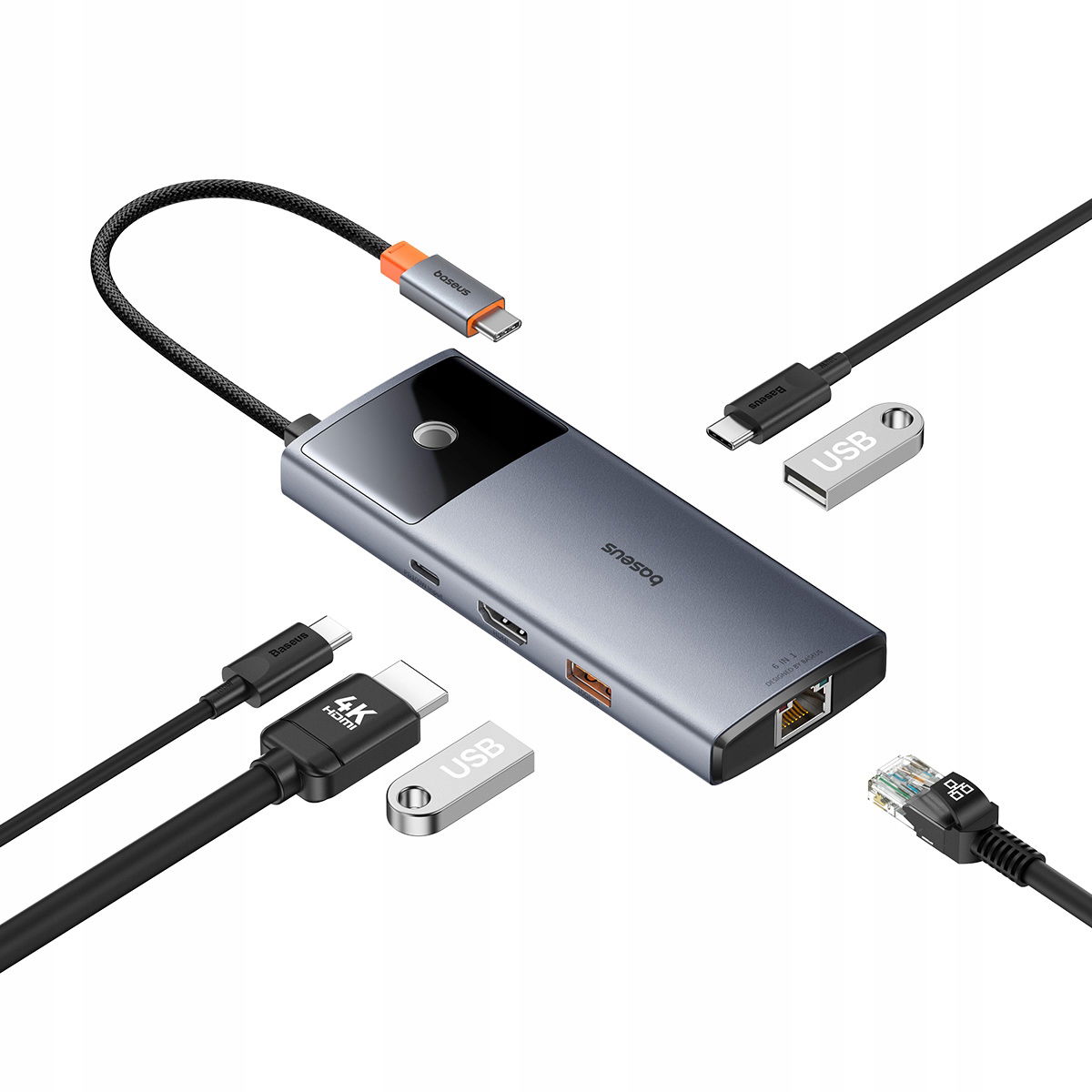 2 x Baseus Adaptér Hub 6V1 Usb-c Na 2X Usb 3.0 Usb-c Hdmi Usb-c Pd Lan 100W