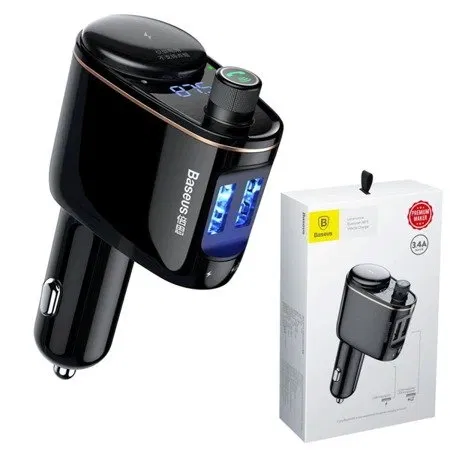 2 x Baseus Fm Transmiter Do Auta Bt Rychlá Nabíjačka Do Auta Usb M