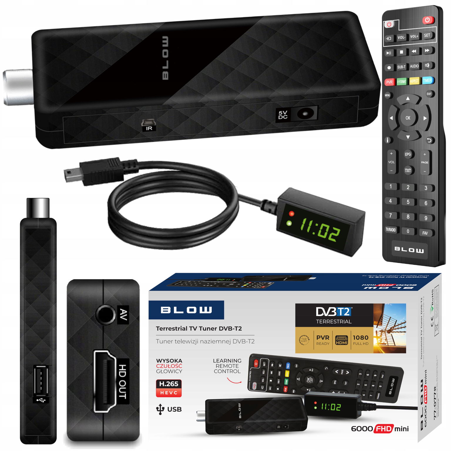 2 x Dekodér Tv DVB-T2 Tuner Hevc H.265 Mini Stick Full Hd Pilot Hdmi Usb Ze