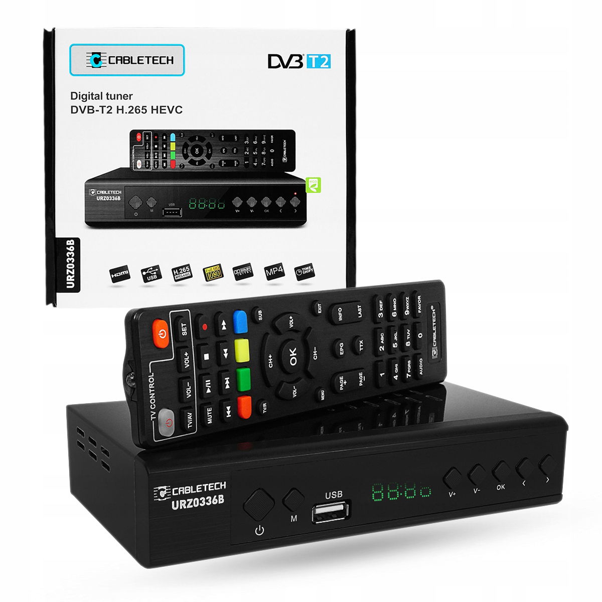 2 x DVB-T2/C Hevc H.265 dekodér tuner Cabletech