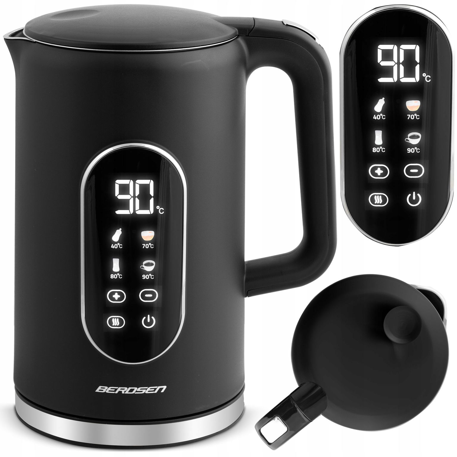 2 x elektrická kanvica 1,7 l Berdsen BD-712 čierno-strieborná