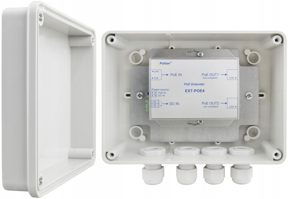 2 x Extender EXT-POE4H V Hermetickom Puzdre Pulsar