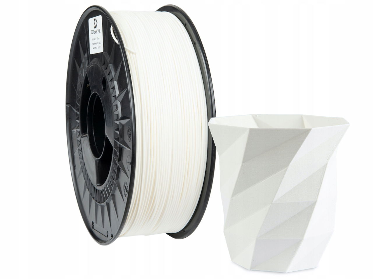 2 x Filament 3DPower Pla Matte 1.75 mm White Biely 1 kg