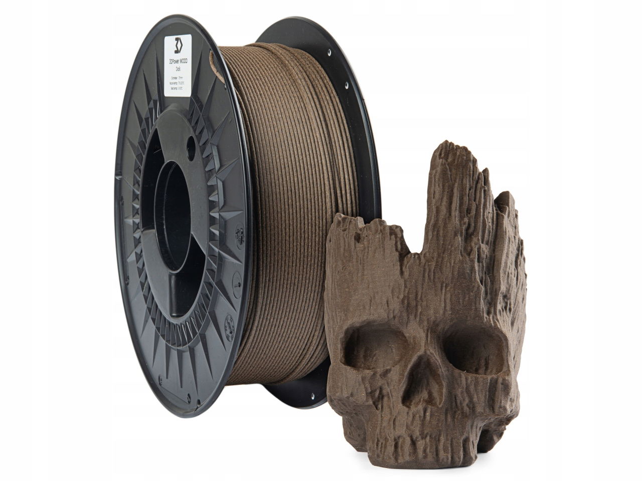 2 x Filament 3DPower Wood 1.75 mm Dark Tmavý 1 kg