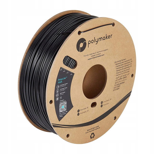 2 x Filament PolyMaker PolyLite Asa 1,75 mm Black Čierna 1 kg