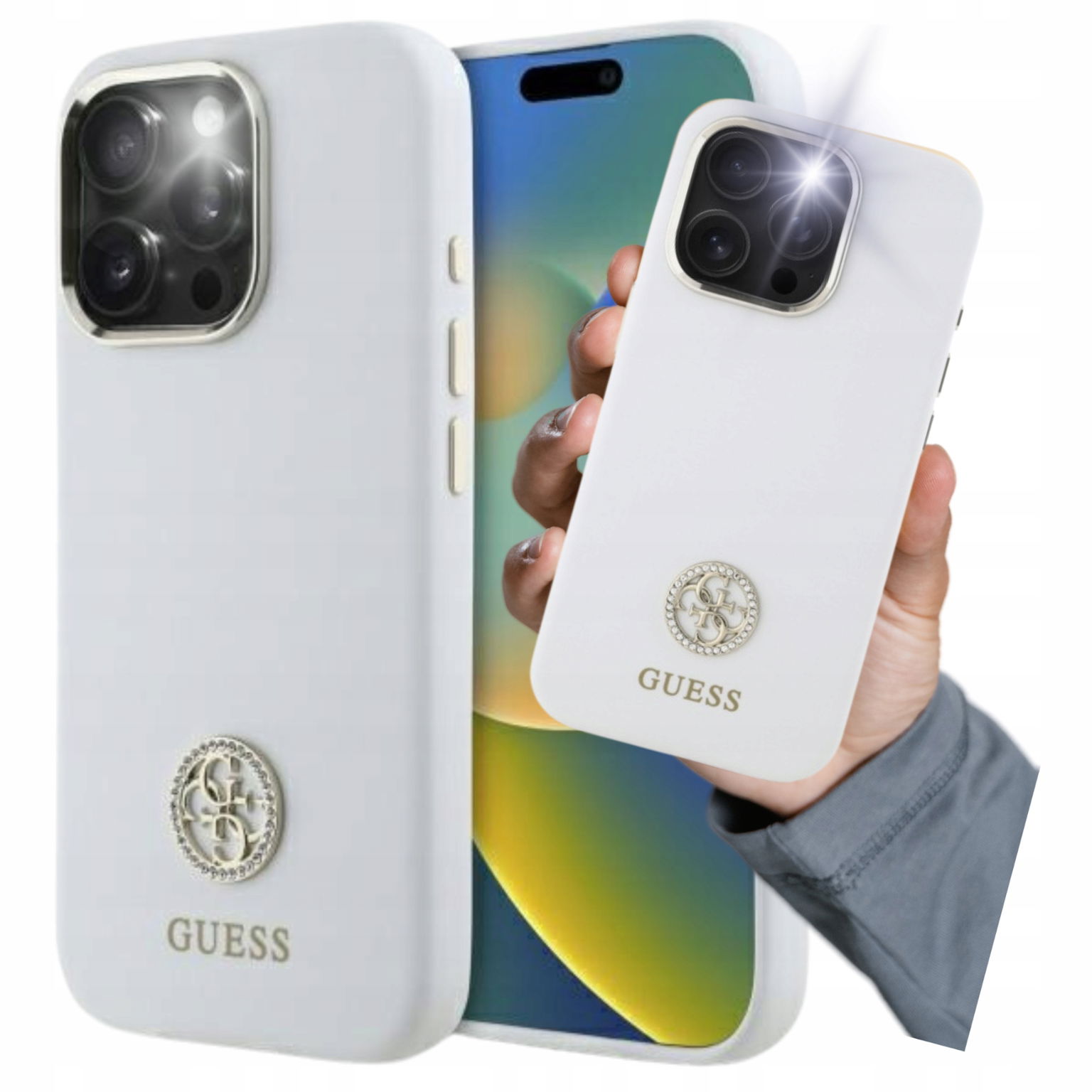 2 x Guess GUHCP16XM4DGPH iPhone 16 Pro Max 6.9" biela/biela hardcase Silico