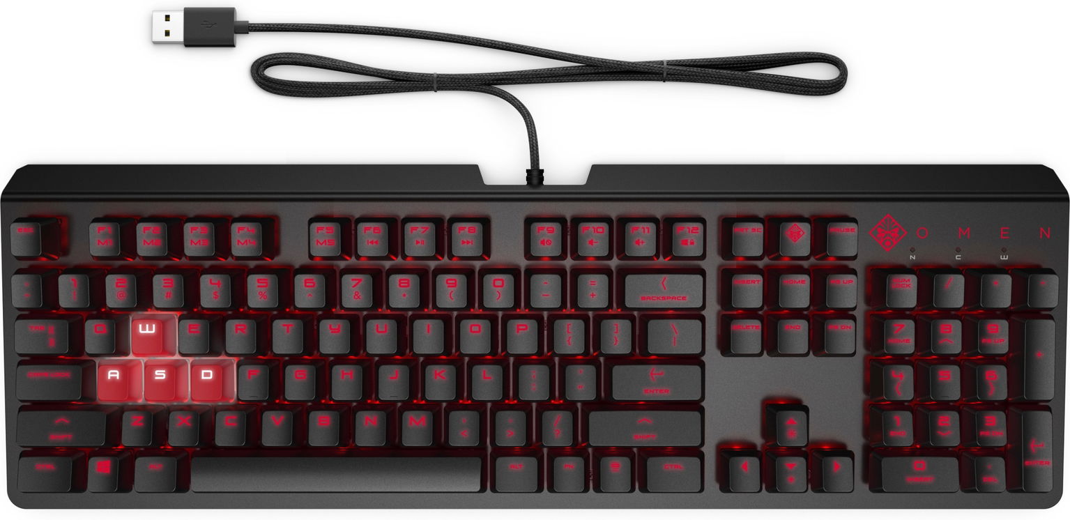 2 x Herná káblová klávesnica Hp Omen Encoder Red podsvietená 6YW76A