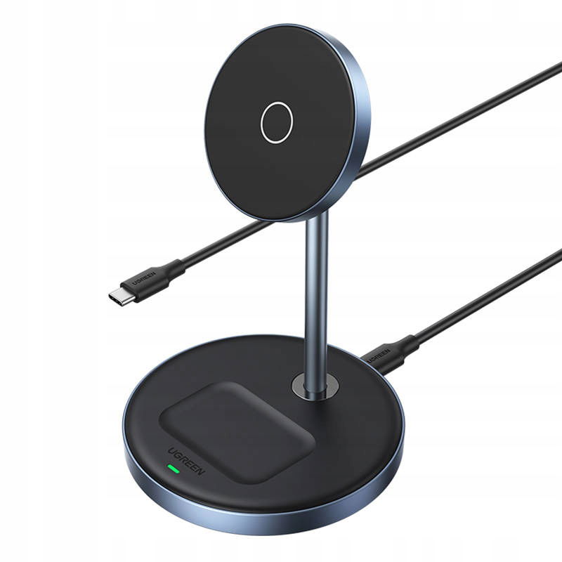 2 x Nabíjacia stanica 2v1 Ugreen CD317 MagSafe Qi čierna