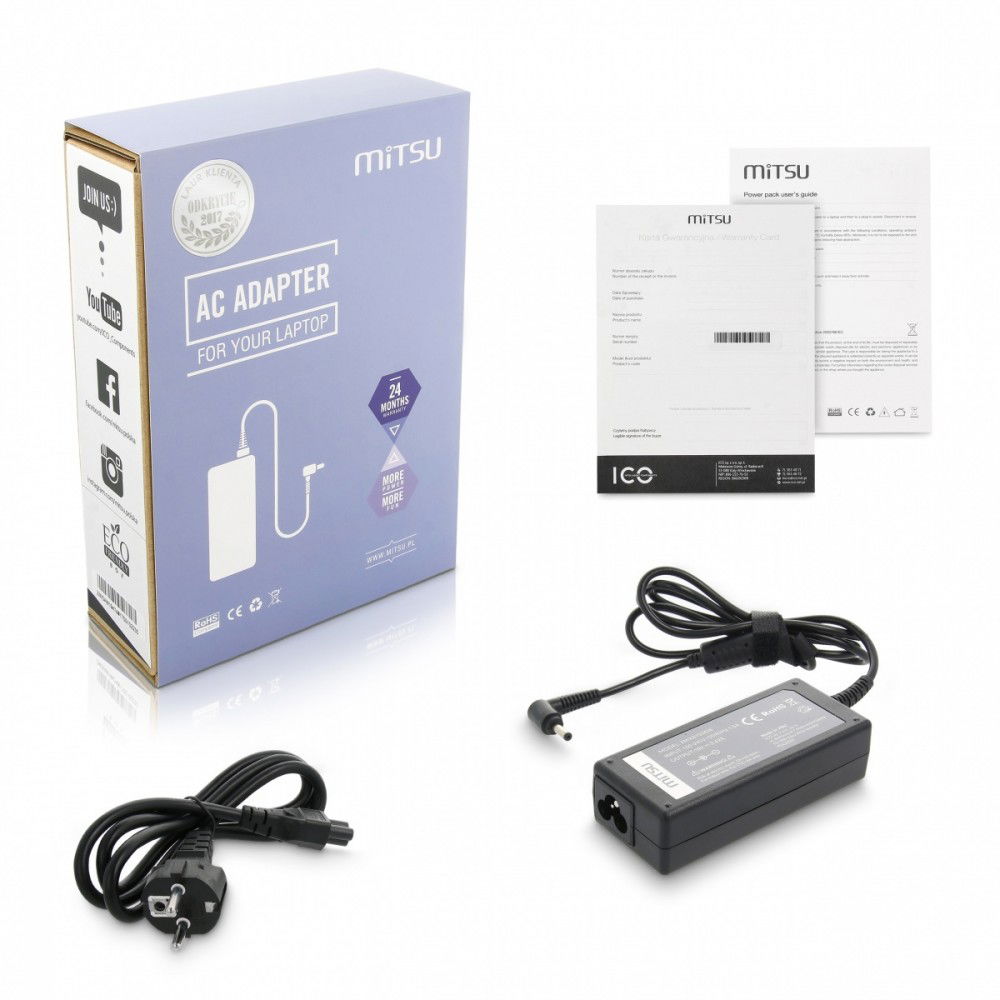 2 x Napájací adaptér pre notebook 4,0 x 1,35 mm 19 V 65 W Mitsu Asus